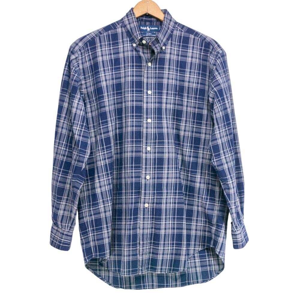 Mens Small Dress Shirt Vintage RALPH LAUREN Blake Cotton Long Sleeve Button Down